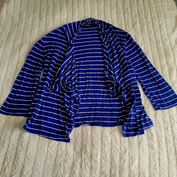 Women's Green Envelope Blue & White Striped Cardigan - Size S - Picture 3 of 6